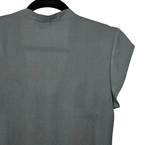 Halogen Blouse Top Size Small Gray Cap Sleeve Layered Look Scoop Neck Faux Wrap - Picture 8 of 12